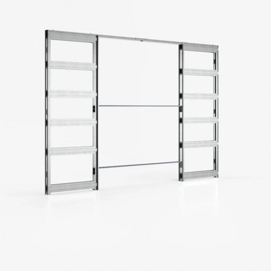 100mm Double Pocket Door - White Frame - Satin Chrome Hardware - AX National - Doors OnlineDeanta