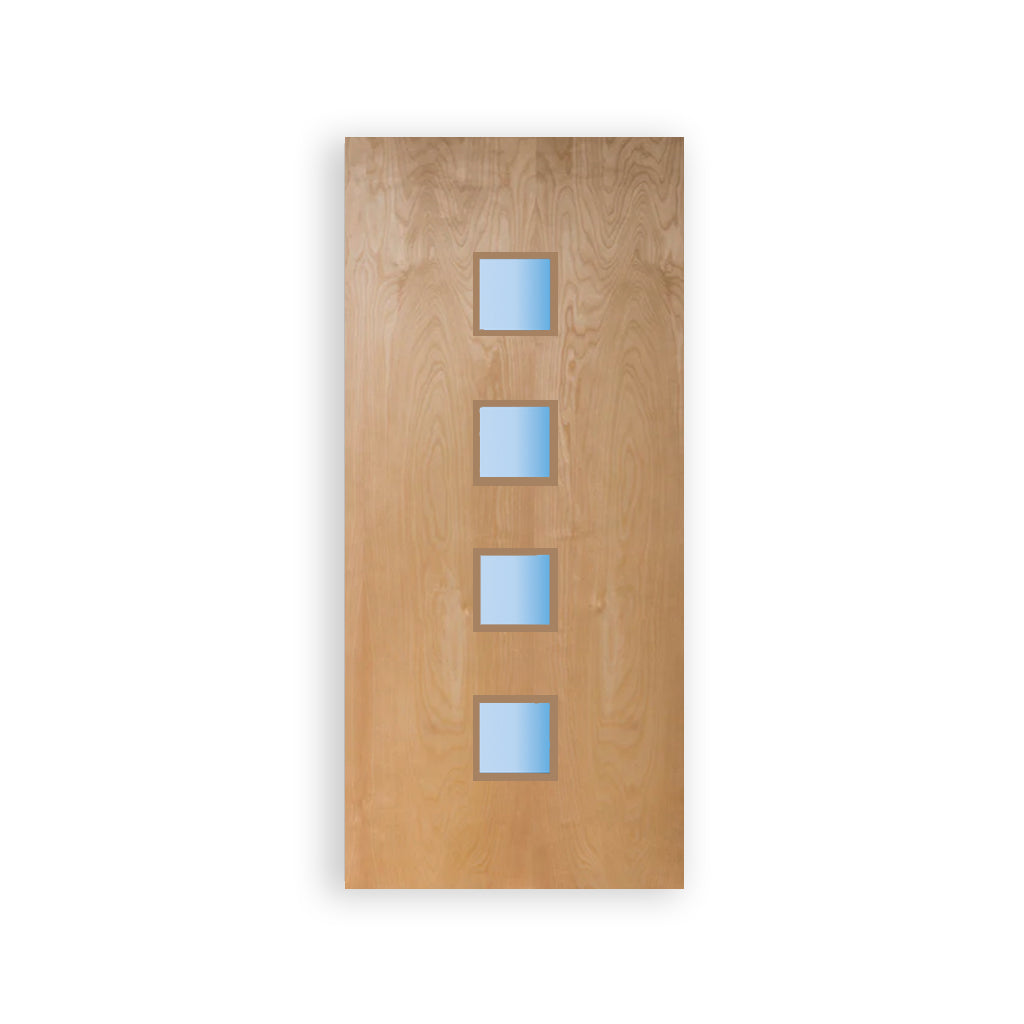 4L Glazed Vision Panel FD60 Fire - Flush Birch Veneer