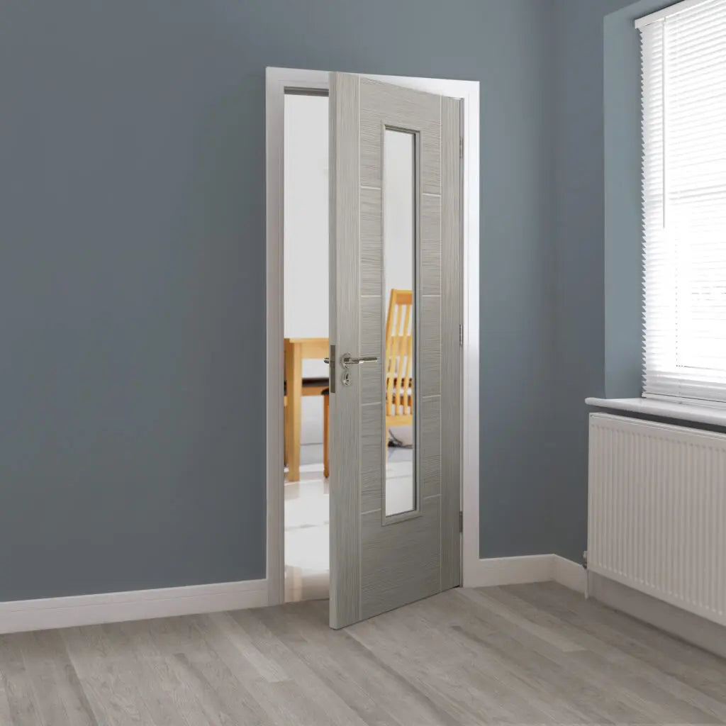 Tigris Light Grey Slim Glazed Laminate Internal Door