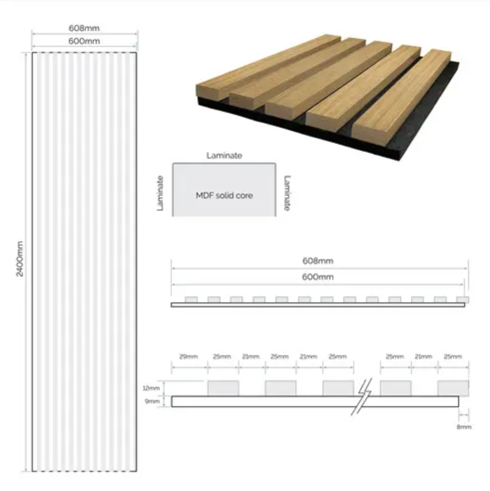 Oak Laminate Acoustic Wall Panelling