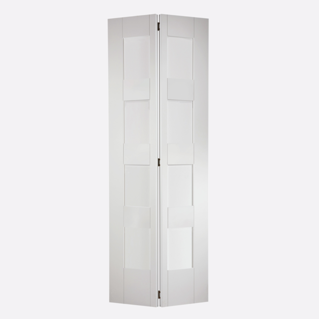 Shaker 4L Glazed Bi-fold White Primed Doors