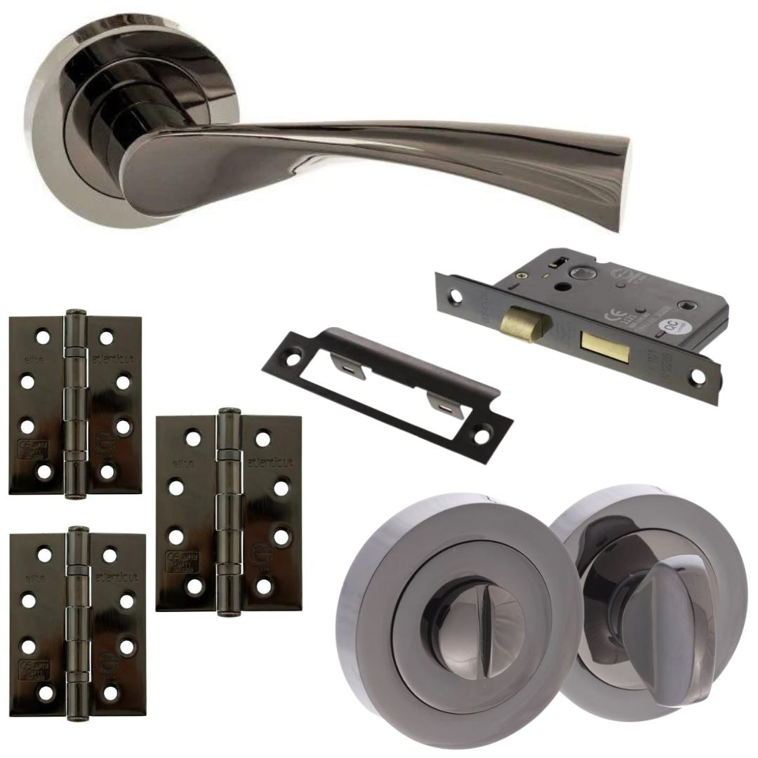 Colorado - Black Nickel Handle Pack - Bathroom Lock