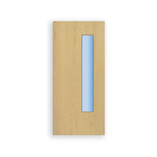 Glazed Vision Panel FD60 Fire - Flush Ash Veneer