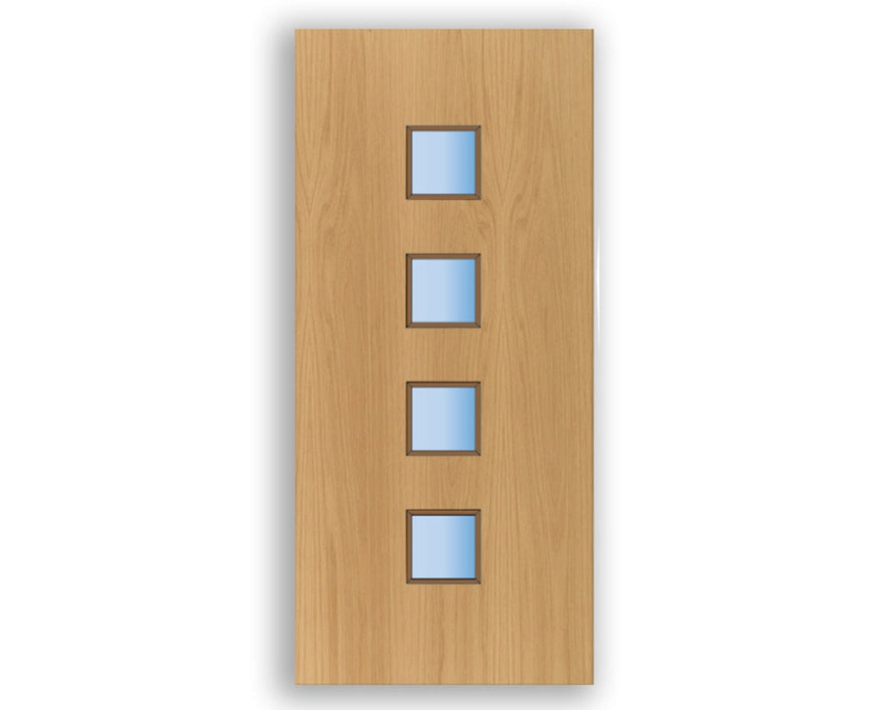 4L Glazed Vision Panel FD30 Fire - Flush Oak Veneer