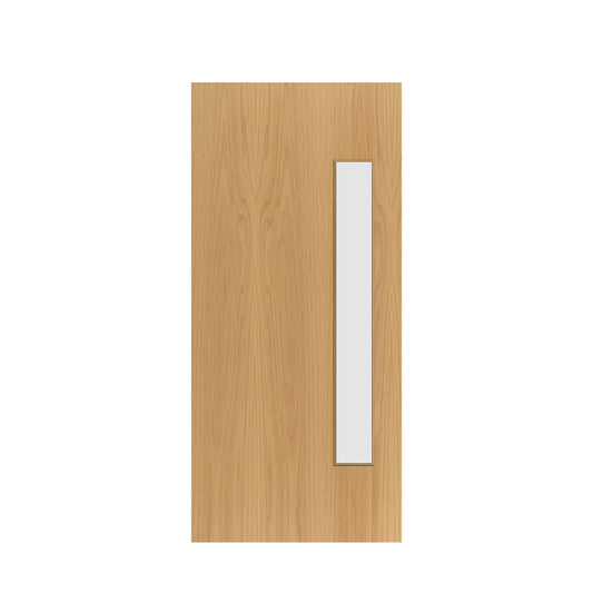 FD30 Fire - 1L Side Glass Flush Oak Veneer