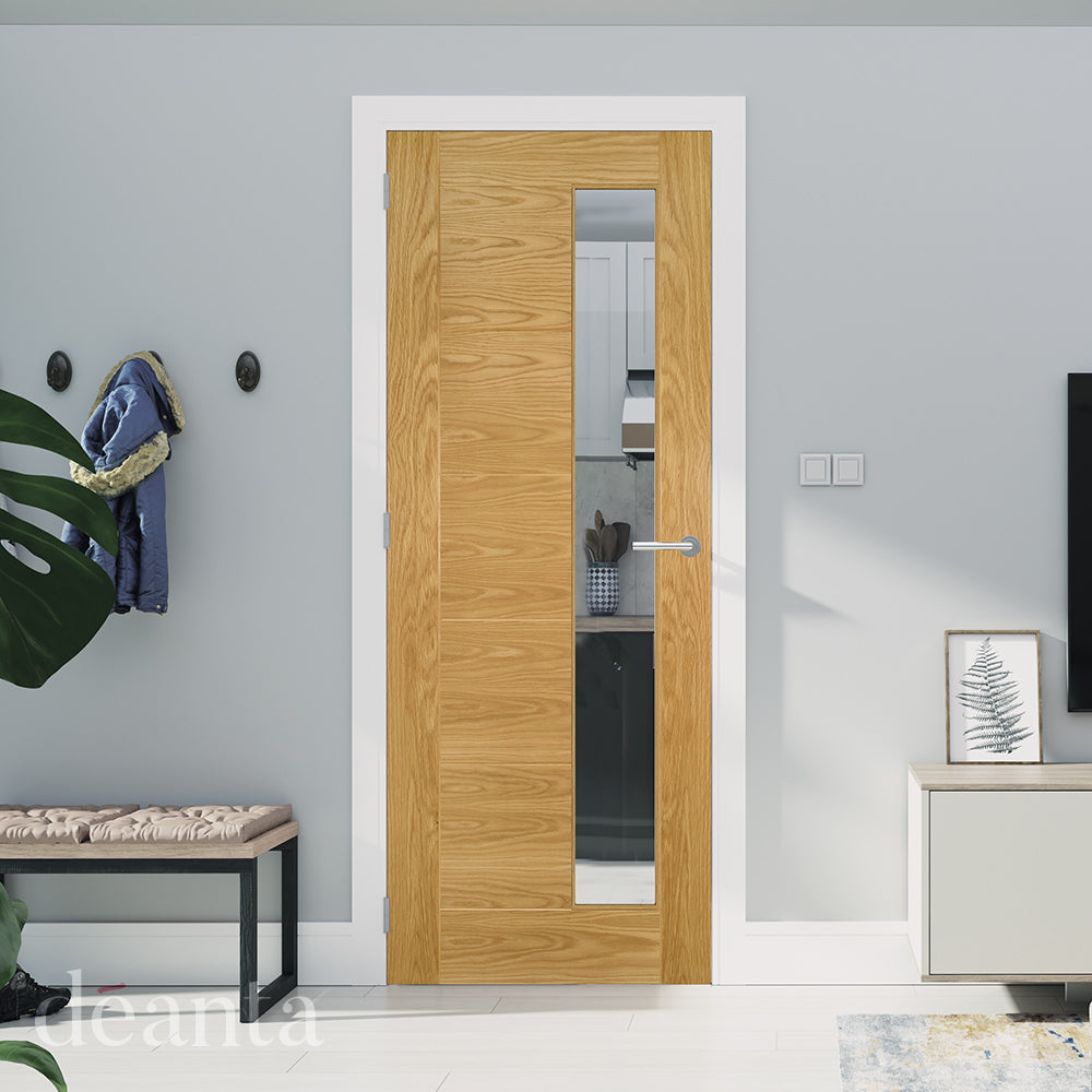 Seville 1SL Glazed Pre-finished Oak Doors