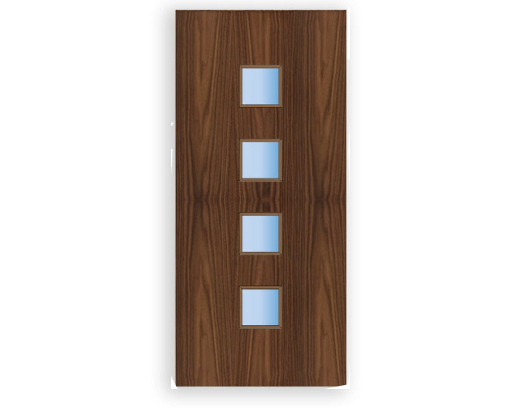 4L Glazed Vison Panel FD60 Fire - Flush Walnut Veneer